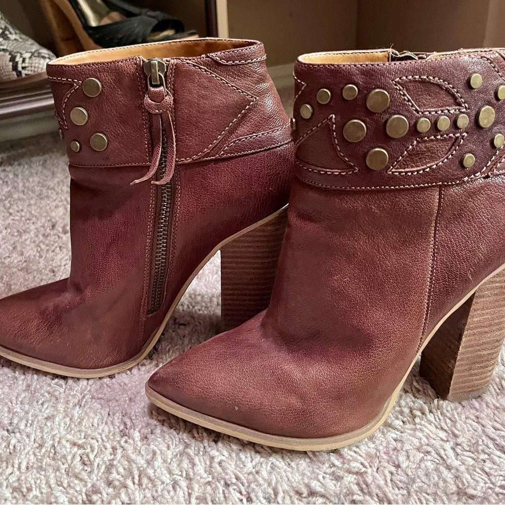 Altar'd State Brown Heeled Boots with Western Charm